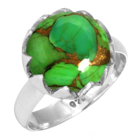 Copper Green Turquoise 925 Sterling Silver Handmade Ring