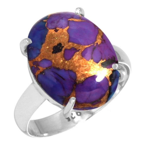 Copper Purple Turquoise Ring 925 Sterling Silver Handmade Jewelry
