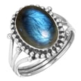 thumbnail image 1 of 925 Sterling Silver Ring For Women - Men Gray Natural Labradorite Gemstone Silver Ring Size 7.5 November Birthstone Costume Silver Ring Size 7.5 Wedding Gift For Wife 925 Silver Gemstone Jewelry, 1 of 6