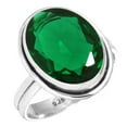 thumbnail image 1 of 925 Sterling Silver Ring For Women - Men Green Emerald Simulated Gemstone Silver Ring Size 11.5 May Birthstone Elegant Silver Ring Size 11.5 Friendship Day Gift For Mom Gemstone 925 Silver Jewelry, 1 of 5