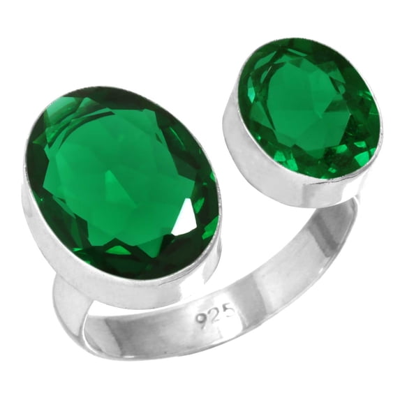 925 Sterling Silver Women Jewelry Emerald Simulated Ring