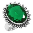 thumbnail image 1 of 925 Sterling Silver Ring For Women - Men Green Emerald Simulated Gemstone Silver Ring Size 9 May Birthstone Simple Silver Ring Size 9 Friendship Day Gift For Mom Gemstone 925 Silver Jewelry, 1 of 5