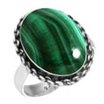thumbnail image 1 of 925 Sterling Silver Ring For Women - Men Green Genuine Malachite Gemstone Silver Ring Size 6 May Birthstone Costume Silver Ring Size 6 Anniversary - Gift For Wife 925 Silver Gemstone Jewelry, 1 of 6