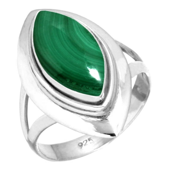 Natural Malachite Women Jewelry 925 Sterling Silver Ring