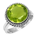 thumbnail image 1 of 925 Sterling Silver Ring For Women - Men Green Peridot Quartz Gemstone Silver Ring Size 12 August Birthstone Boho Silver Ring Size 12 Easter Gift For Wife 925 Silver Gemstone Jewelry, 1 of 5
