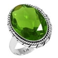 thumbnail image 1 of 925 Sterling Silver Ring For Women - Men Green Peridot Quartz Gemstone Silver Ring Size 6.5 August Birthstone Fashion Silver Ring Size 6.5 Engagement Gift For Wife 925 Silver Gemstone Jewelry, 1 of 5