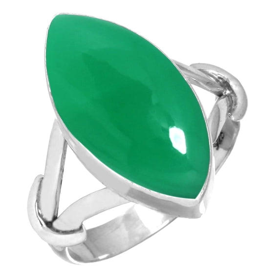 925 Sterling Silver Ring Natural Green Onyx Handmade Jewelry