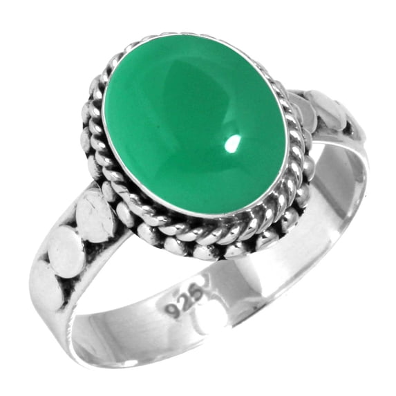 925 Sterling Silver Ring Natural Green Onyx Handmade Jewelry