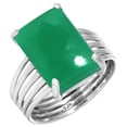 thumbnail image 1 of Natural Green Onyx Ring 925 Sterling Silver Handmade Jewelry, 1 of 5