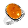 thumbnail image 1 of 925 Sterling Silver Ring For Women - Men Orange Amber Gemstone Silver Ring Size 11 November Birthstone Costume Silver Ring Size 11 Engagement Gift For Wife 925 Silver Gemstone Jewelry, 1 of 5