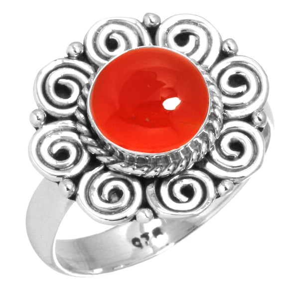 Natural Carnelian Women Jewelry 925 Sterling Silver Ring