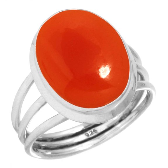 925 Sterling Silver Ring For Women - Men Orange Natural Carnelian Gemstone Silver Ring Size 7 August Birthstone Handmade Silver Ring Size 7 Engagement Gift For Wife Gemstone 925 Silver Jewelry