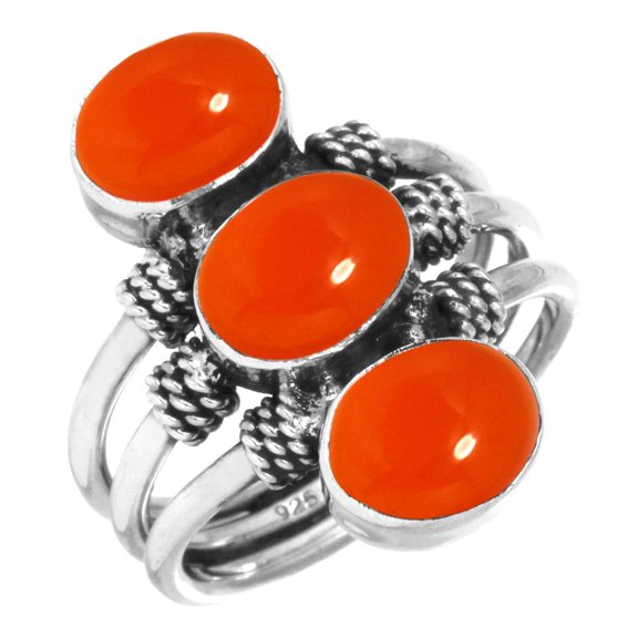 Natural Carnelian Ring 925 Sterling Silver Handmade Jewelry