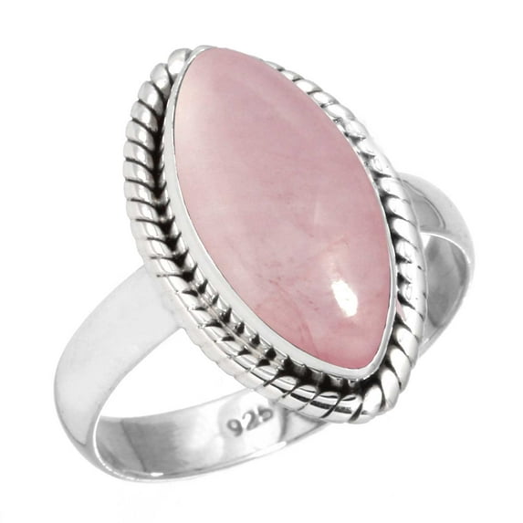 925 Sterling Silver Women Jewelry Rose Quartz Ring