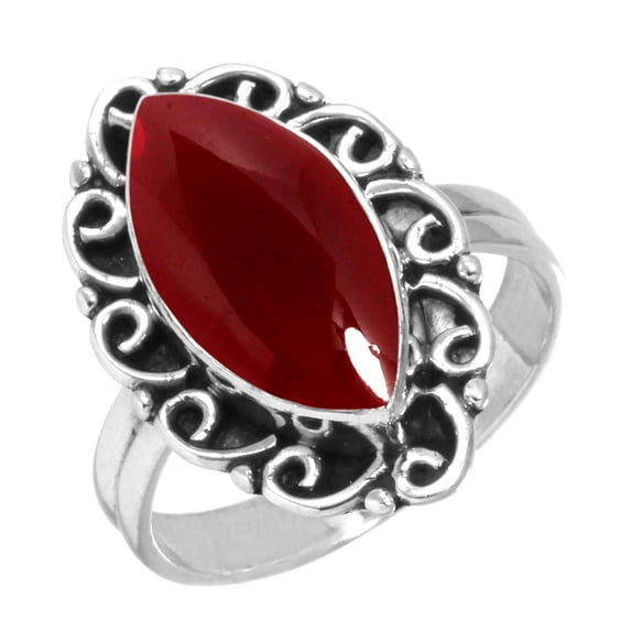925 Sterling Silver Ring Garnet Quartz Handmade Jewelry