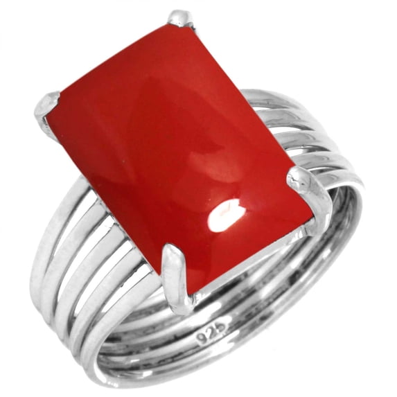 925 Sterling Silver Ring Red Stone Handmade Jewelry