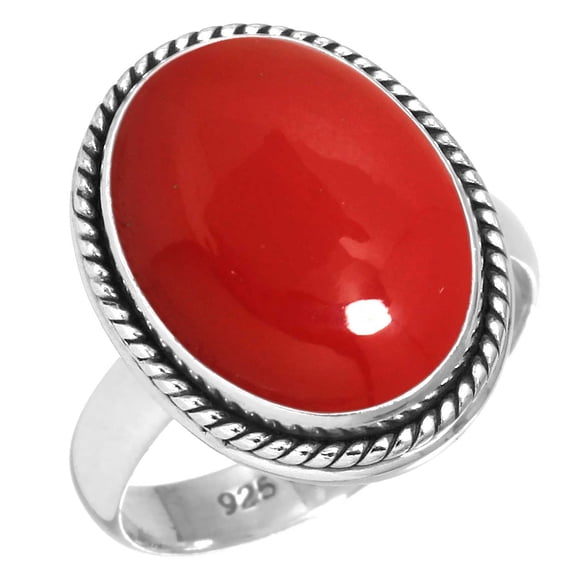 925 Sterling Silver Ring For Women - Men Red Stone Gemstone Silver Ring Size 6 October Birthstone Hand Made Silver Ring Size 6 Engagement Gift For Wife Gemstone 925 Silver Jewelry