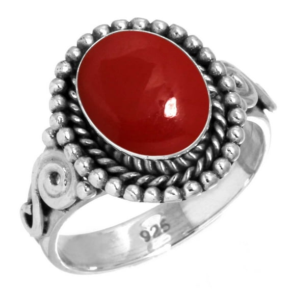 Red Stone Ring 925 Sterling Silver Handmade Jewelry