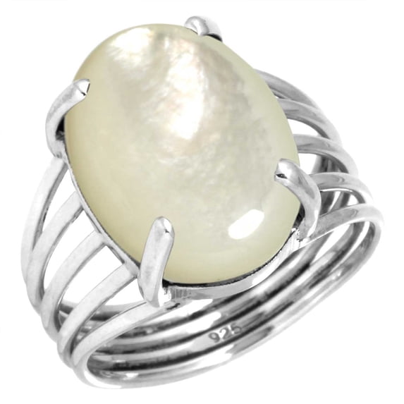 925 Sterling Silver Ring Natural Mother Of Pearl Handmade Jewelry