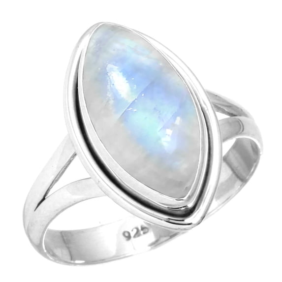 Natural Rainbow Moonstone Women Jewelry 925 Sterling Silver Ring