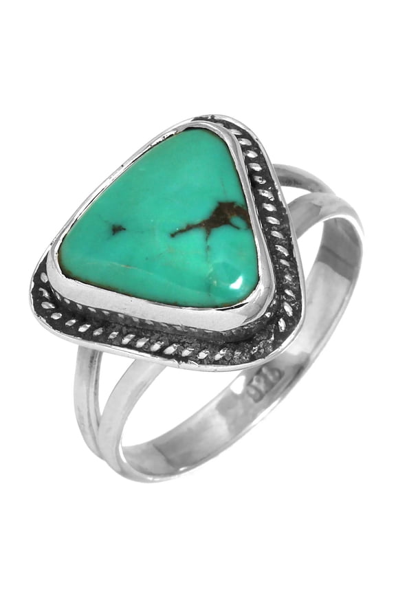 925 Sterling Silver Ring For Women, Natural Turquoise Tibetan Gemstone Silver Ring Size 10, Handmade Silver Ring Size 10, Easter Gift For Sister , 925 Silver Gemstone Jewelry
