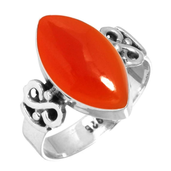 925 Sterling Silver Women Jewelry Natural Carnelian Ring