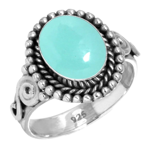 Natural Aqua Chalcedony Women Jewelry 925 Sterling Silver Ring