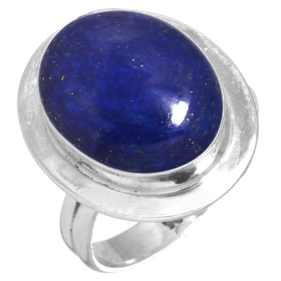 925 Sterling Silver Ring For Women - Teens Blue Genuine Lapis Lazuli Gemstone Silver Ring September Birthstone Hand Made Silver Ring Size 8.5 Mothers' Day Gift For Mom 925 Silver Gemstone Jewelry