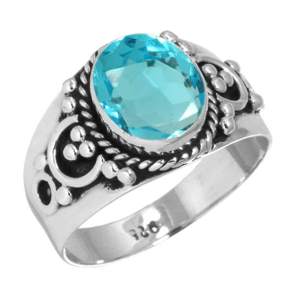 925 Sterling Silver Ring Blue Quartz Handmade Jewelry