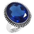 thumbnail image 1 of 925 Sterling Silver Ring For Women - Teens Blue Sapphire Simulated Gemstone Silver Ring September Birthstone Fashion Silver Ring Size 11.5 Halloween Gift For Sister 925 Silver Gemstone Jewelry, 1 of 5