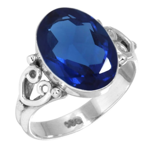 925 Sterling Silver Ring For Women - Teens Blue Sapphire Simulated Gemstone Silver Ring September Birthstone Fashion Silver Ring Size 9 Halloween Gift For Girl Friend Gemstone 925 Silver Jewelry