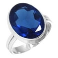 thumbnail image 1 of 925 Sterling Silver Ring For Women - Teens Blue Sapphire Simulated Gemstone Silver Ring September Birthstone Silver Ring Size 6.5 Engagement Gift For Girl Friend Gemstone 925 Silver Jewelry, 1 of 5