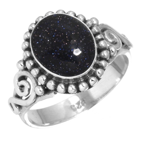 Blue Sunstone Women Jewelry 925 Sterling Silver Ring