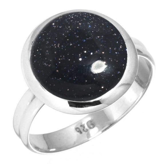 925 Sterling Silver Women Jewelry Blue Sunstone Ring