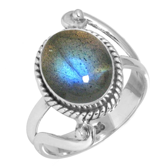 925 Sterling Silver Women Jewelry Natural Labradorite Ring