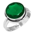 thumbnail image 1 of 925 Sterling Silver Ring For Women - Teens Green Emerald Simulated Gemstone Silver Ring Size 7.5 May Birthstone Handmade Silver Ring Size 7.5 Easter Gift For Sister 925 Silver Gemstone Jewelry, 1 of 5