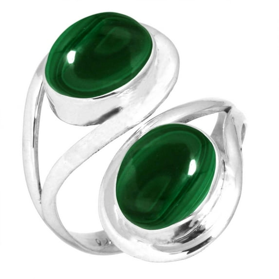 Natural Malachite Women Jewelry 925 Sterling Silver Ring