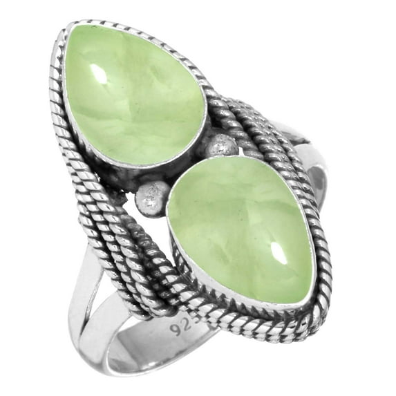Natural Prehnite Women Jewelry 925 Sterling Silver Ring
