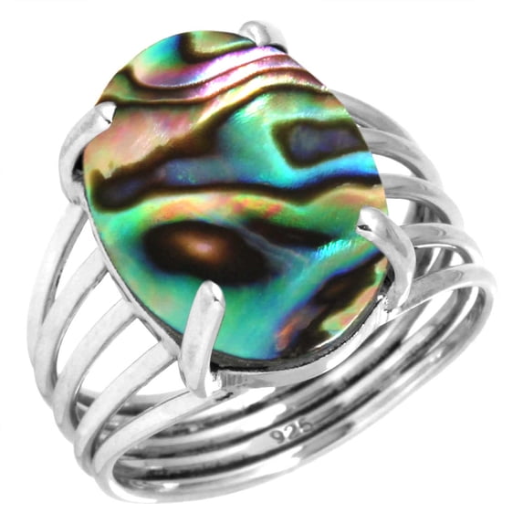 Natural Abalone Shell Women Jewelry 925 Sterling Silver Ring
