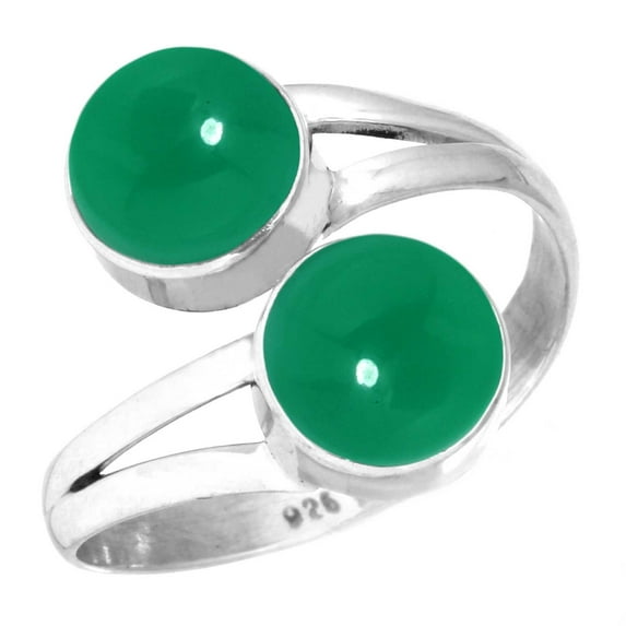 Natural Green Onyx Women Jewelry 925 Sterling Silver Ring