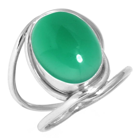 925 Sterling Silver Ring For Women - Teens Natural Green Onyx Gemstone Silver Ring Size 11 May Birthstone Costume Silver Ring Size 11 Wedding Gift For Sister 925 Silver Gemstone Jewelry