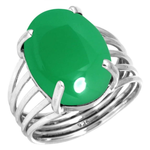 Natural Green Onyx Women Jewelry 925 Sterling Silver Ring
