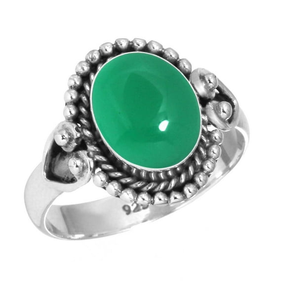 Natural Green Onyx Women Jewelry 925 Sterling Silver Ring