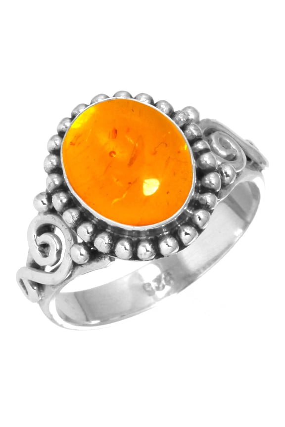 Amber Women Jewelry 925 Sterling Silver Ring