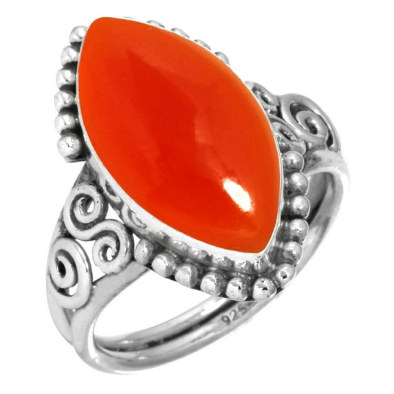 925 Sterling Silver Ring Natural Carnelian Handmade Jewelry