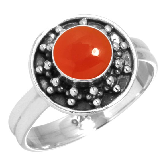 925 Sterling Silver Women Jewelry Natural Carnelian Ring
