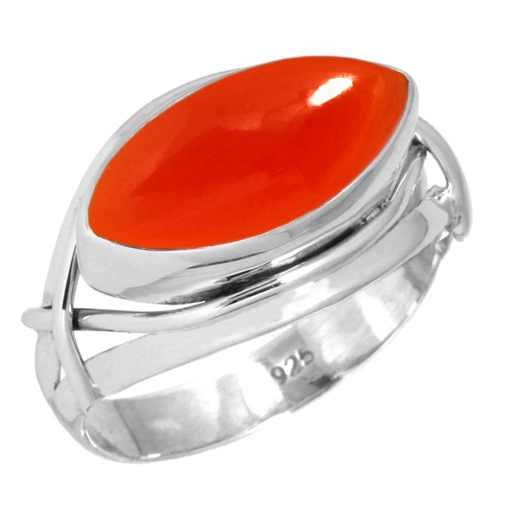 925 Sterling Silver Ring Natural Carnelian Handmade Jewelry
