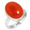 thumbnail image 1 of 925 Sterling Silver Ring For Women - Teens Orange Real Carnelian Gemstone Silver Ring Size 13 August Birthstone Hand Made Silver Ring Size 13 Wedding Gift For Ladies 925 Silver Gemstone Jewelry, 1 of 6