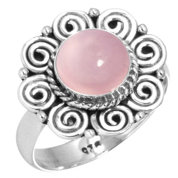 925 Sterling Silver Ring Rose Quartz Handmade Jewelry