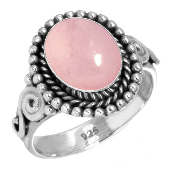 925 Sterling Silver Women Jewelry Rose Quartz Ring